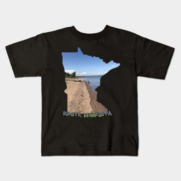 Minnesota State Outline (Duluth and Lake Superior) Kids T-Shirt by gorff